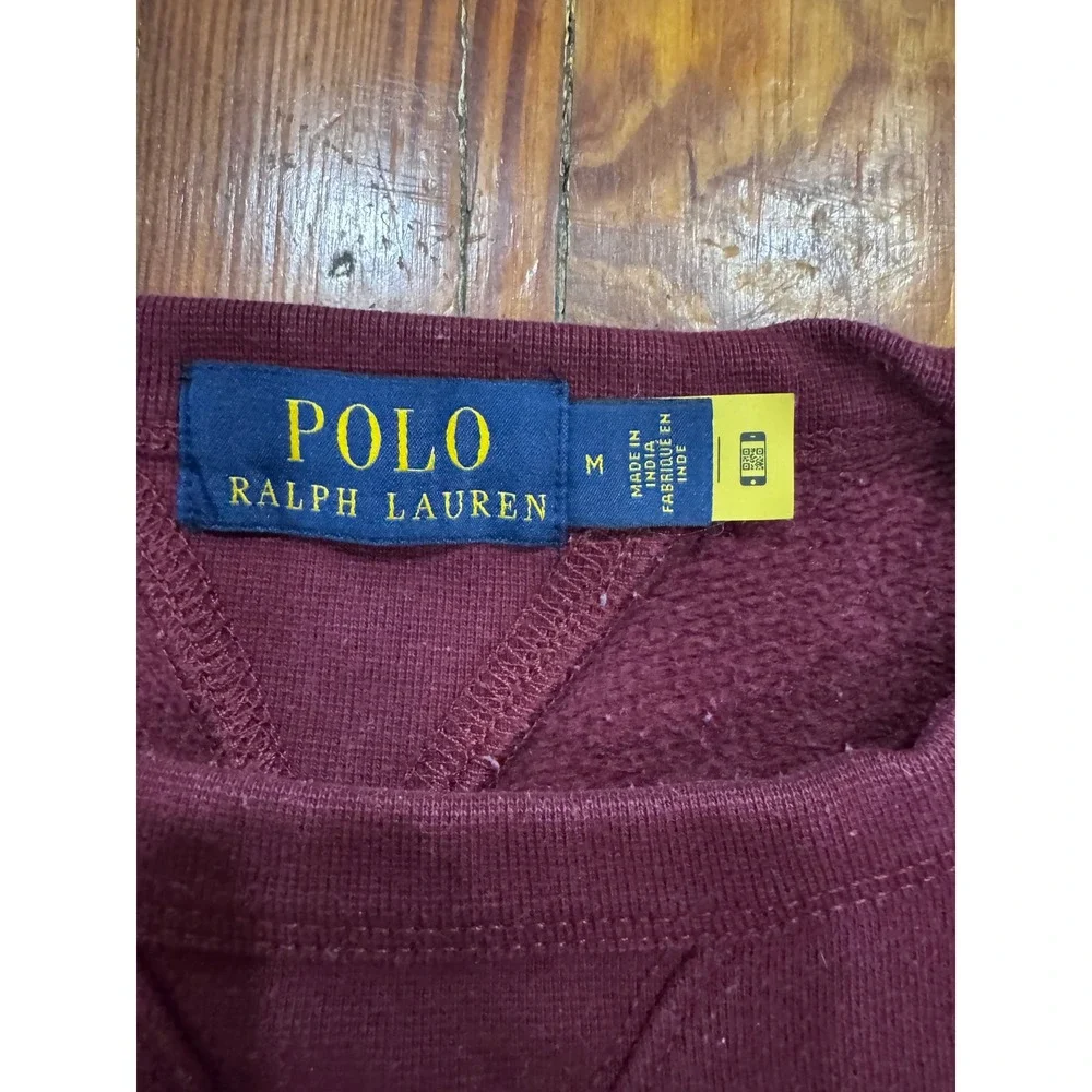 Polo Ralph Lauren Mens Crewneck Sweatshirt Burgundy Maroon Blue Pony Size M